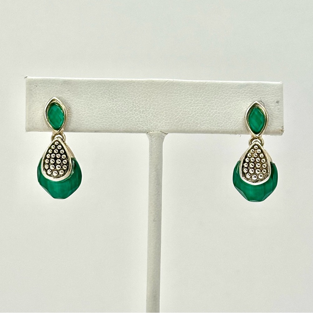 Lagos Caviar Sterling Silver & Malachite Earrings from the Maya Collection